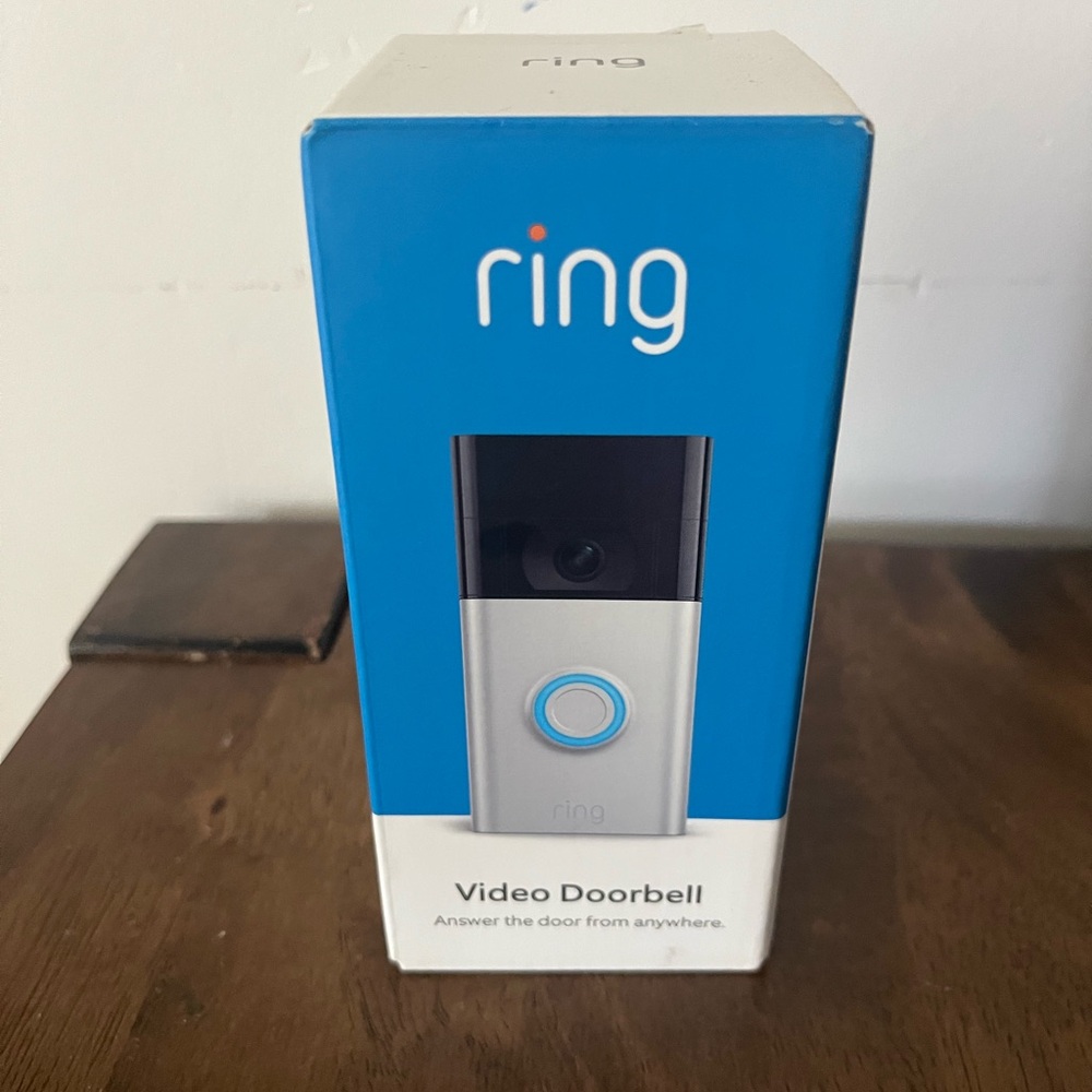 Ring Video Doorbell Retail Box in Blue and White